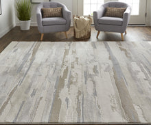 4' X 6' Brown And Ivory Abstract Power Loom Distressed Stain Resistant Area Rug