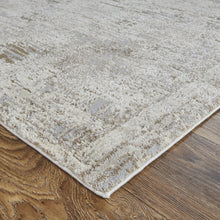 4' X 6' Ivory Gray And Brown Abstract Power Loom Distressed Stain Resistant Area Rug