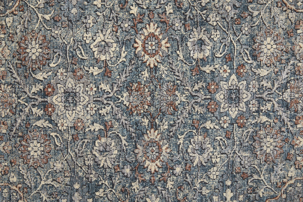 5' X 7' Blue And Red Floral Power Loom Stain Resistant Area Rug