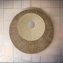 1 X 26 X 26 Brown Round Double Layer Ribbed  Wall Plaque