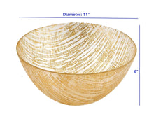 Hand Crafted Glass Gold Accent Salad or Serving Bowl 11