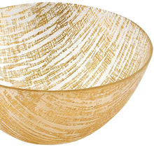 Hand Crafted Glass Gold Accent Salad or Serving Bowl 11