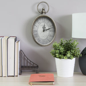 Oval Vintage Wall Clock with Metal Shape - 11.75"