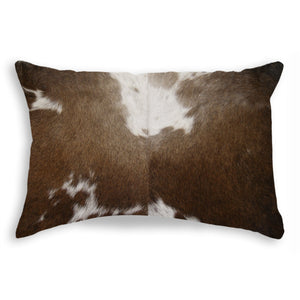 Chocolate And White Torino Kobe Cowhide Pillow 12" x 20" x 5"