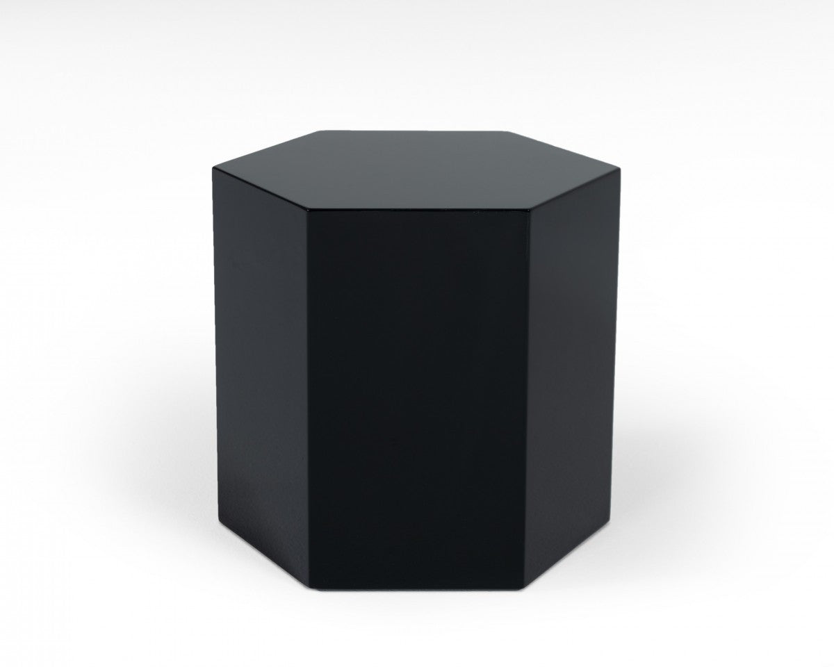13" Black High Gloss Manufactured Wood Hexagon End Table
