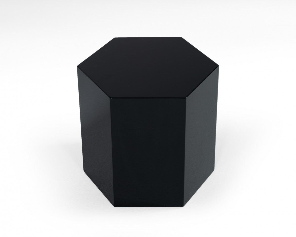 13" Black High Gloss Manufactured Wood Hexagon End Table