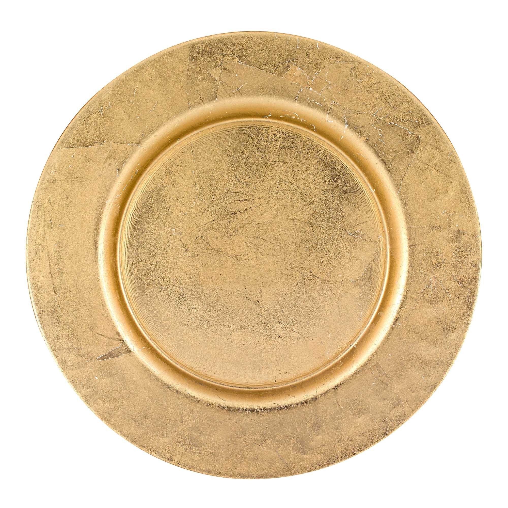 13" Hand Crafted Glass Charger with Gold Rim Finish