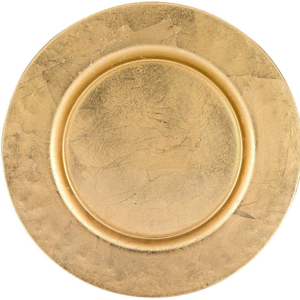 13" Hand Crafted Glass Charger with Gold Rim Finish