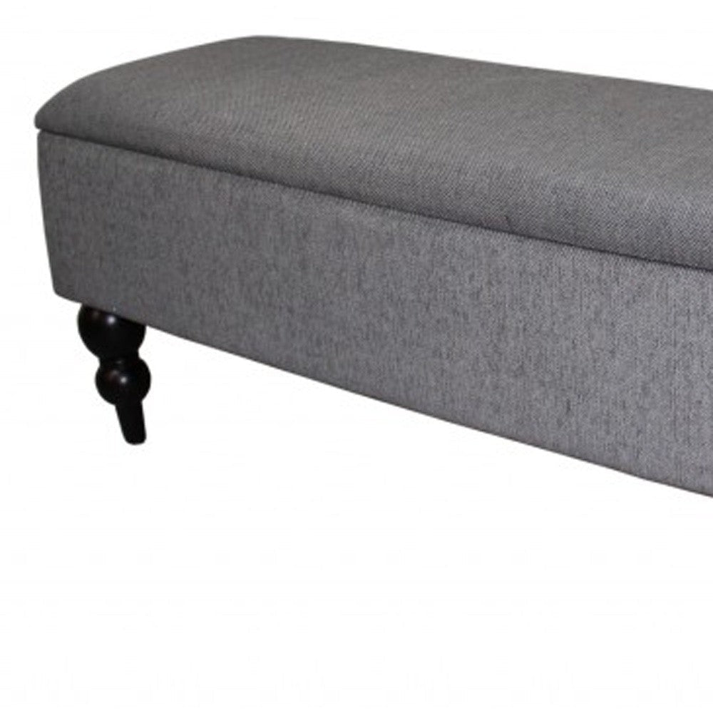 14" Black And Gray Upholstered 100% Polyester Entryway Bench With Flip Top