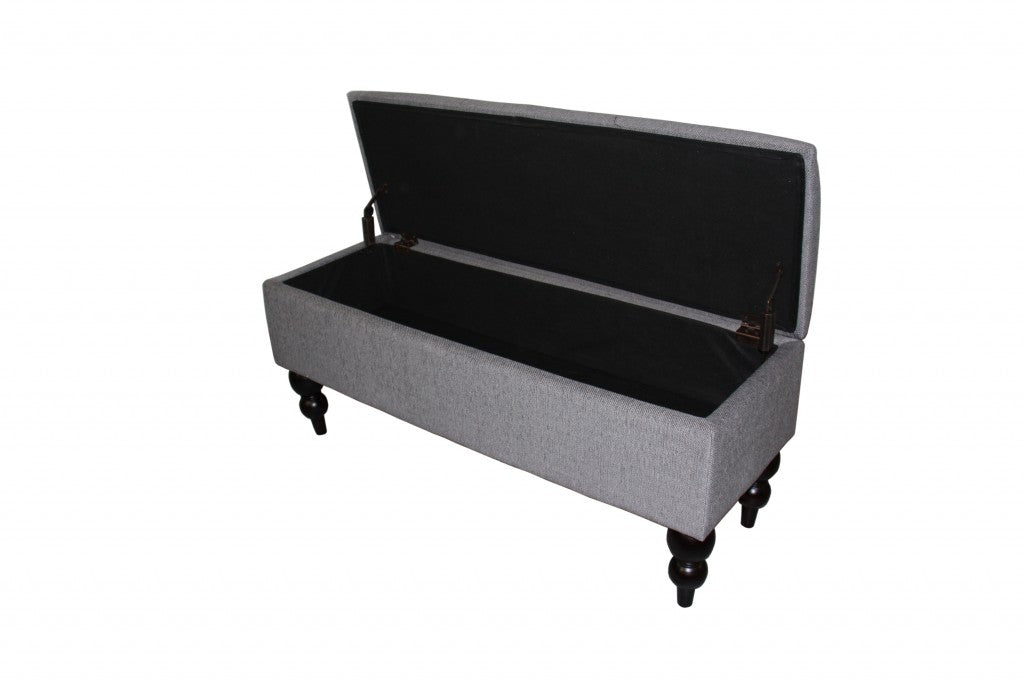 14" Black And Gray Upholstered 100% Polyester Entryway Bench With Flip Top