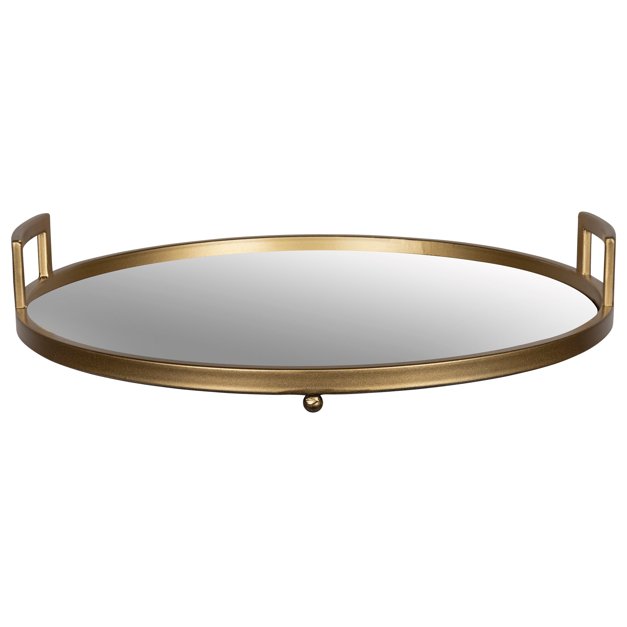 Gold Round Mirrored Decorative Tray 14"