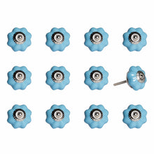 Light Blue and Silver Knobs 12 Pack 1.5