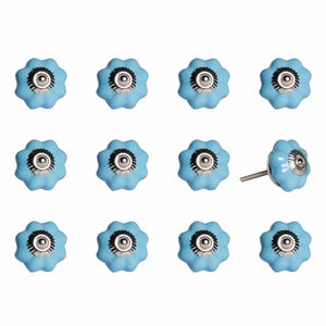 Light Blue and Silver Knobs 12 Pack 1.5" x 1.5" x 1.5"