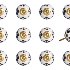 White Black and Yellow Knobs 12 Pack 1.5" x 1.5" x 1.5"