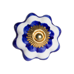 White Blue and Gold Knobs 12 Pack 1.5" x 1.5" x 1.5"