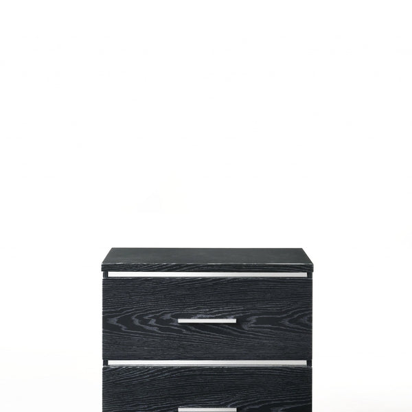 Black Wood Veneer Nightstand - 15" x 22" x 23"