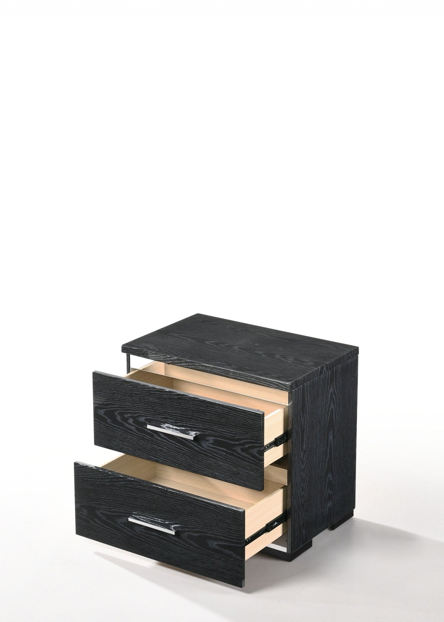 Black Wood Veneer Nightstand - 15" x 22" x 23"