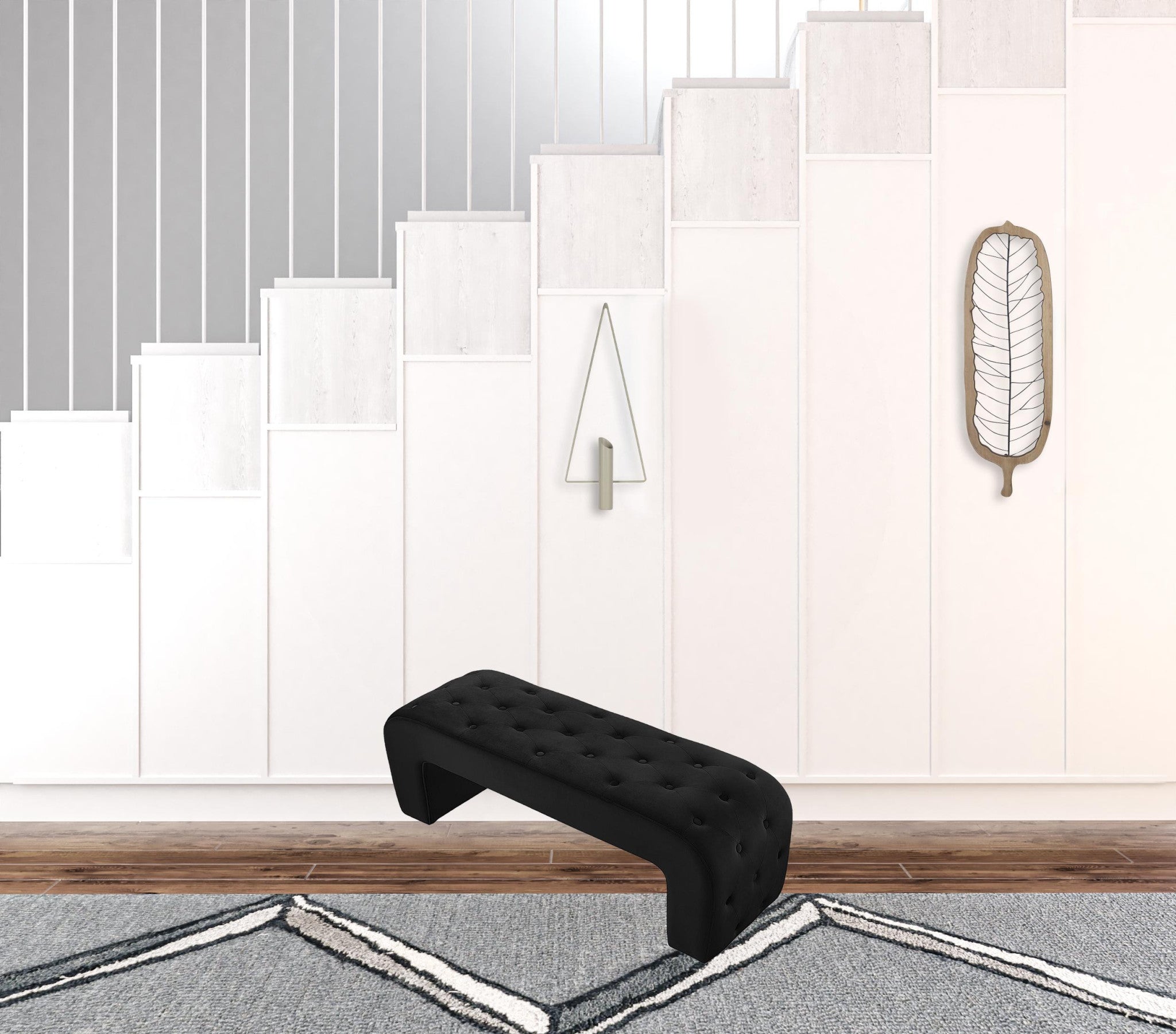 16" Black Upholstered Upholstery Bedroom Bench