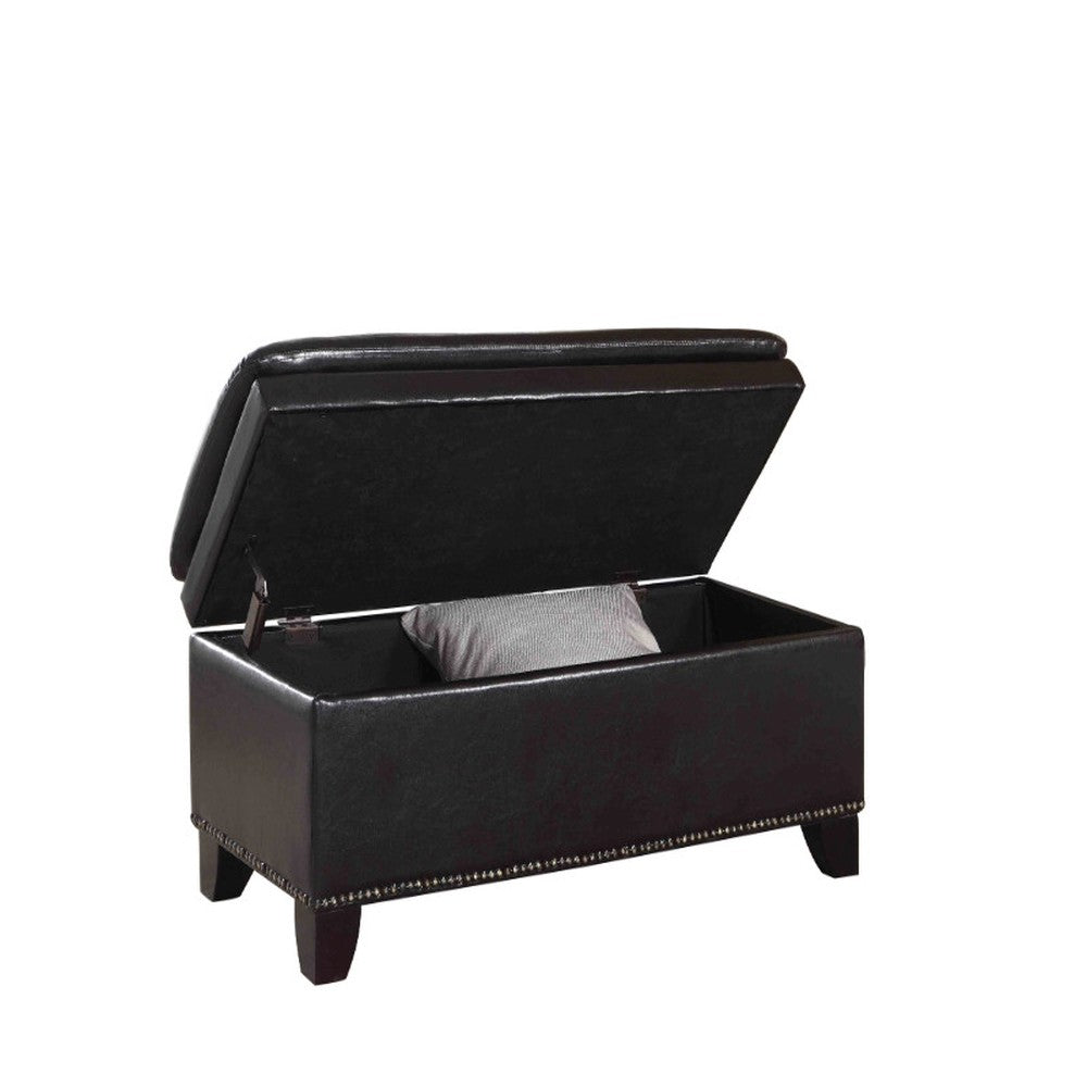 16" Espresso 100% Polyester Entryway Bench With Flip Top