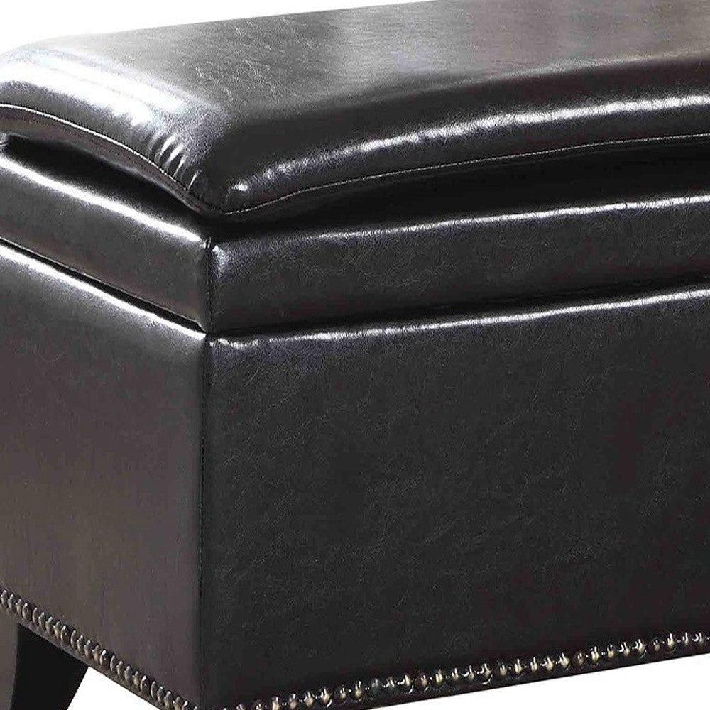 16" Espresso 100% Polyester Entryway Bench With Flip Top