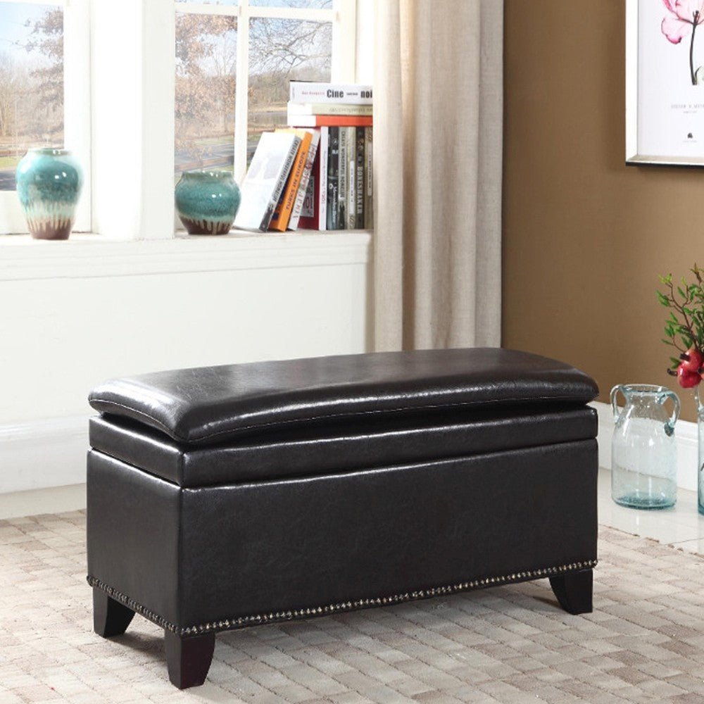 16" Espresso 100% Polyester Entryway Bench With Flip Top