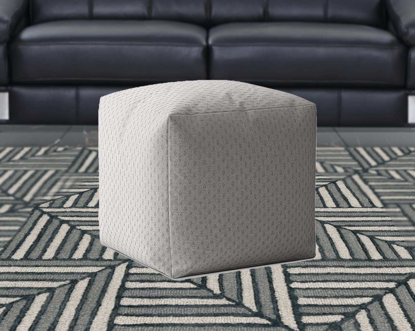 17" Grey 100% Polyester Pouf Ottoman