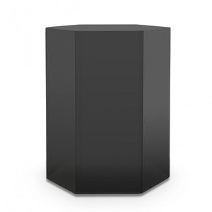 17" Grey High Gloss Manufactured Wood Hexagon End Table