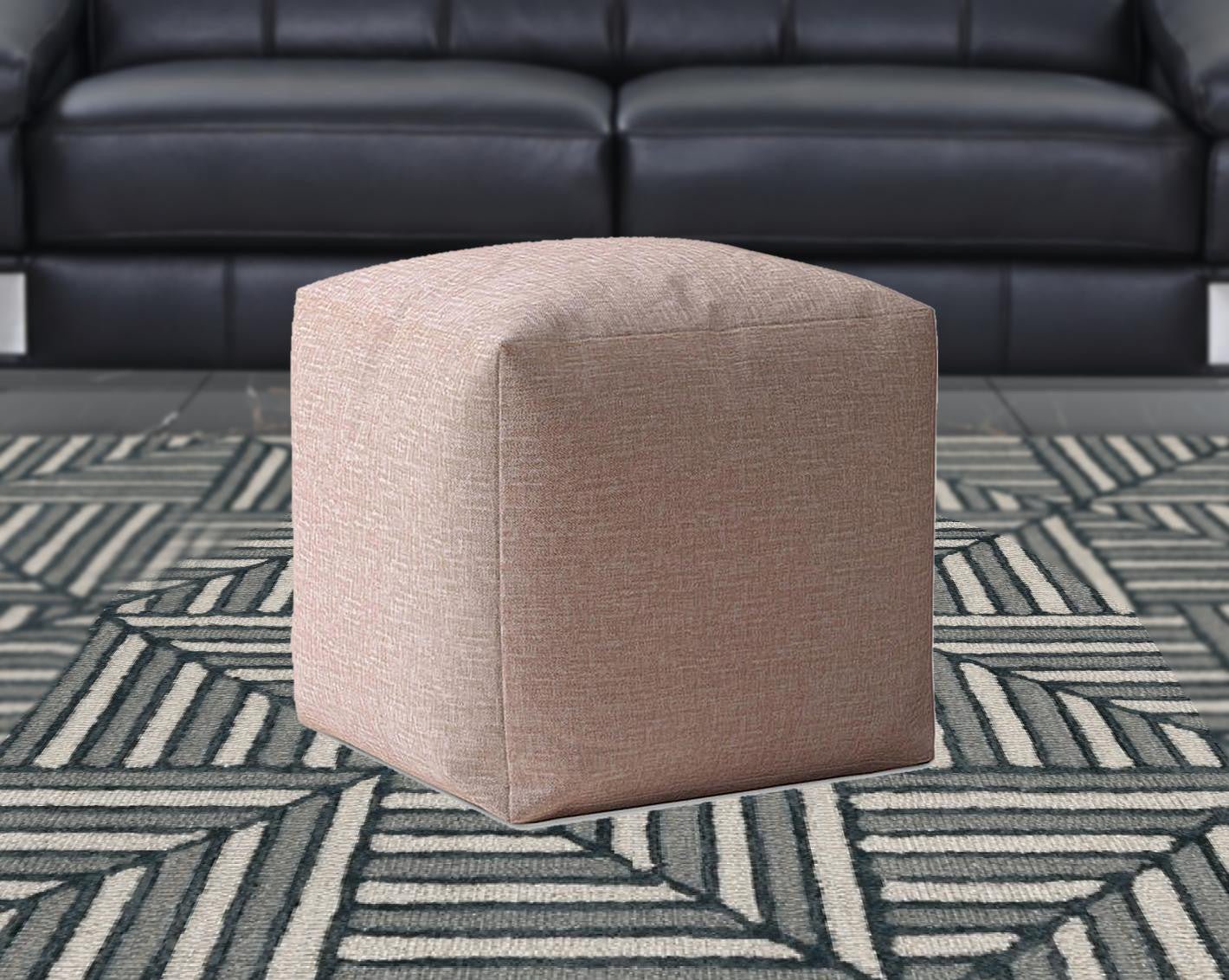 17" Pale Pink Pouf Ottoman