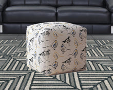 White And Yellow Canvas Animal Print Pouf Ottoman 17