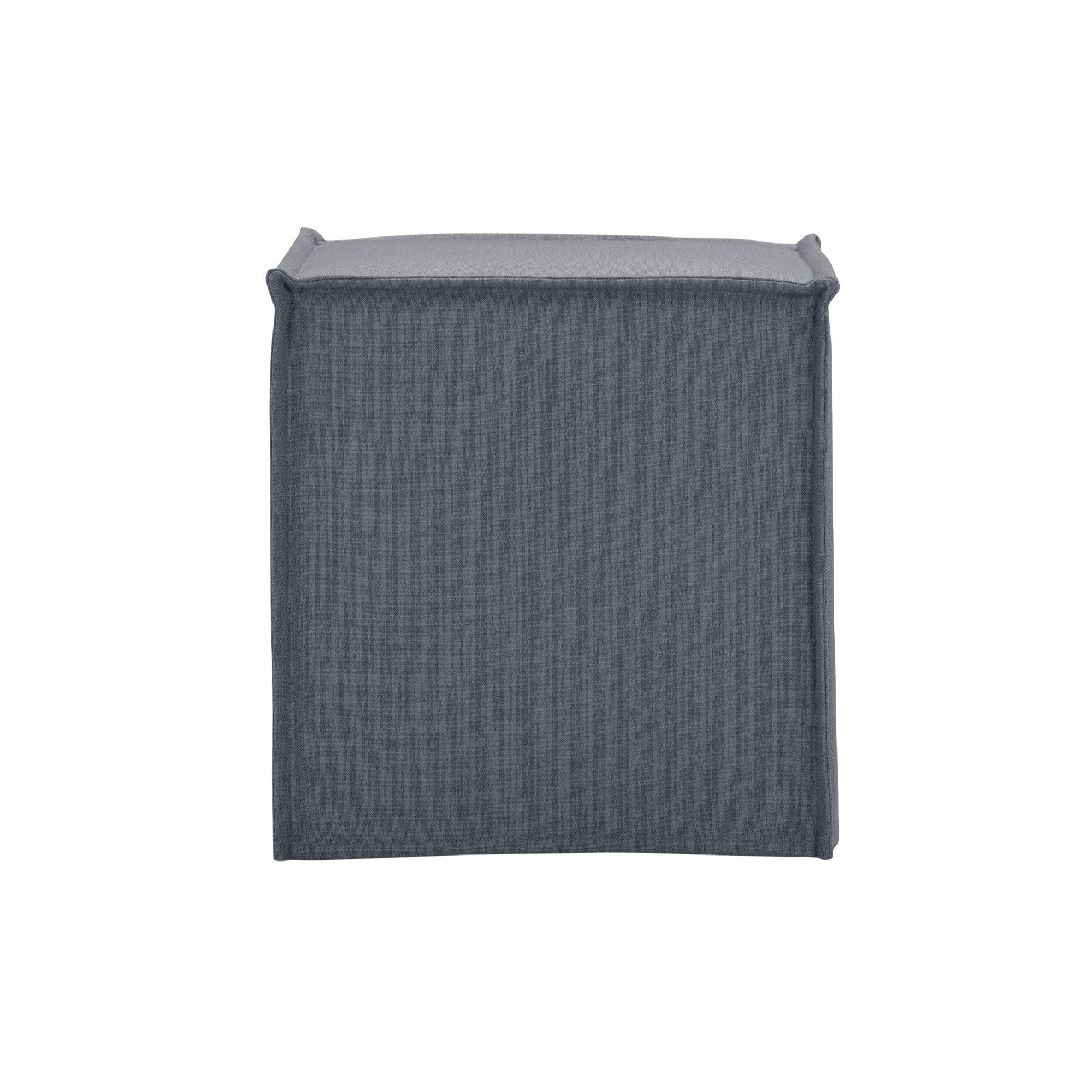 18" Dark Grey 100% Linen Cube Ottoman