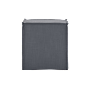 18" Dark Grey 100% Linen Cube Ottoman