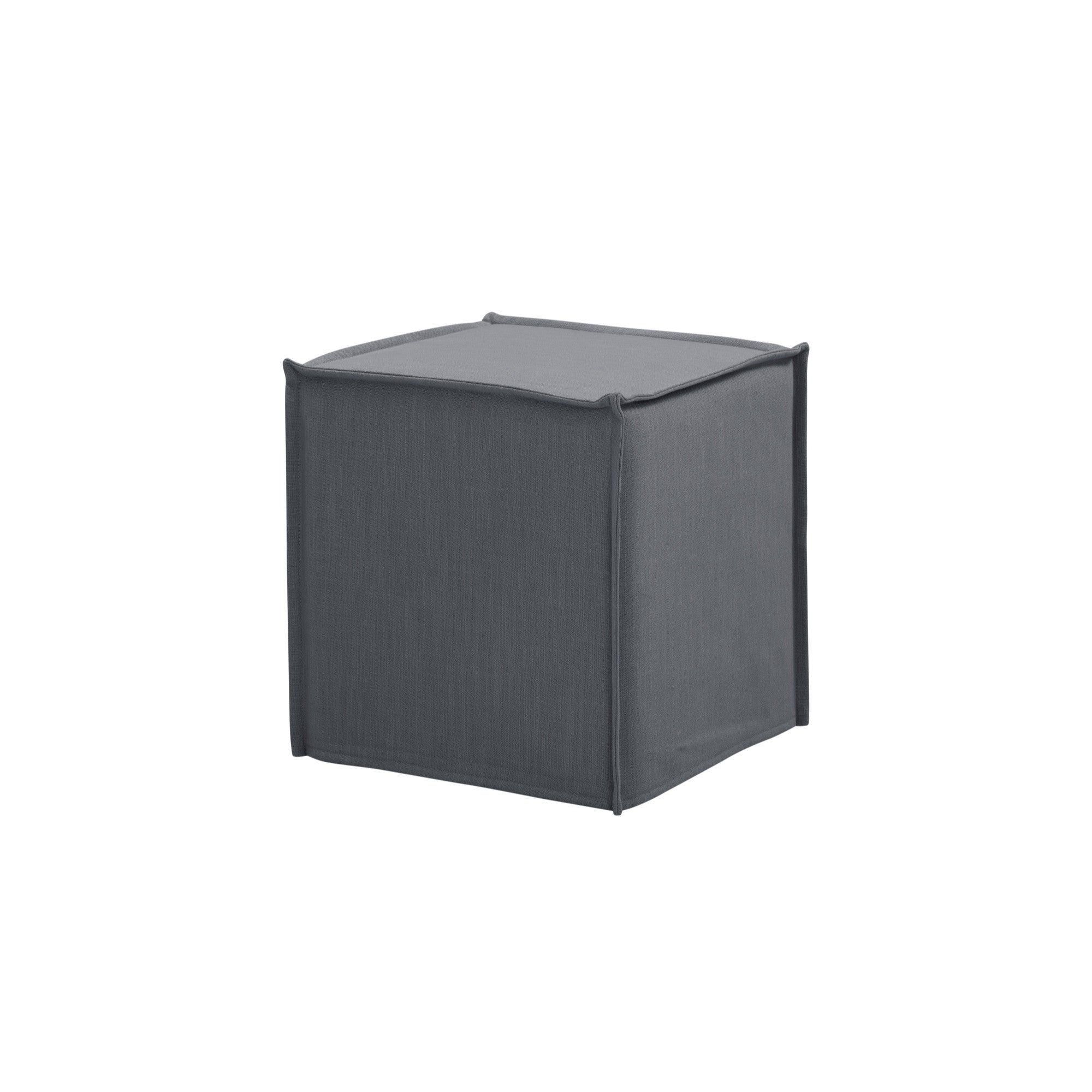 18" Dark Grey 100% Linen Cube Ottoman