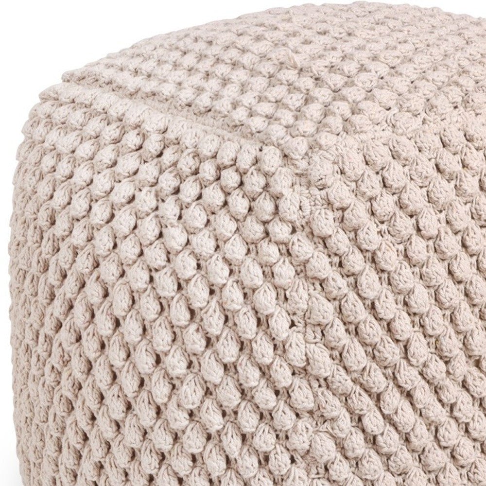 18" Ivory Cotton Blend Cube Ottoman