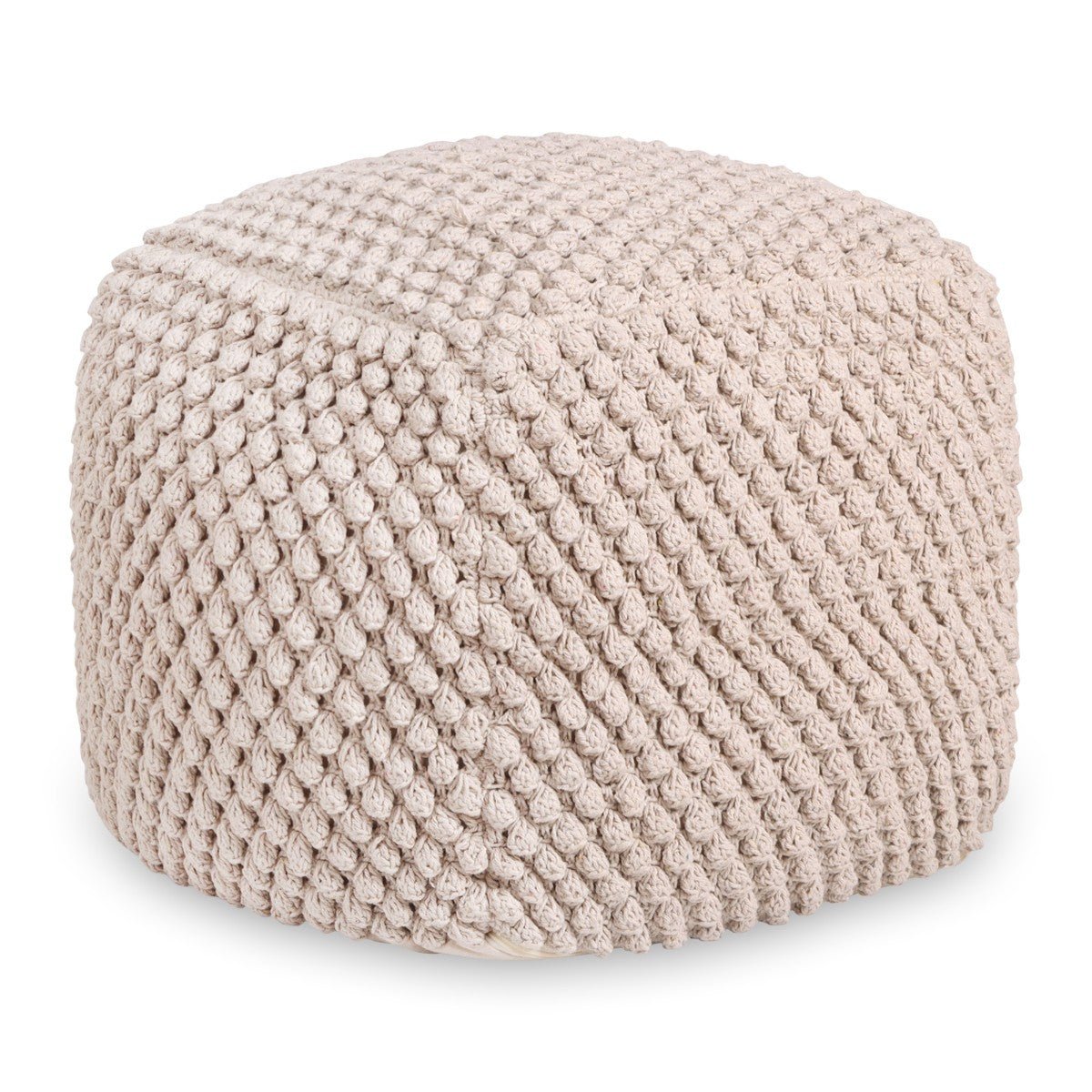 18" Ivory Cotton Blend Cube Ottoman