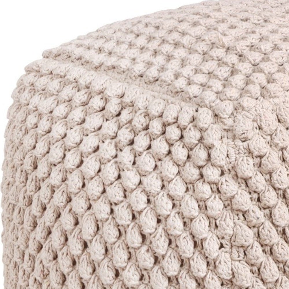 18" Ivory Cotton Blend Cube Ottoman