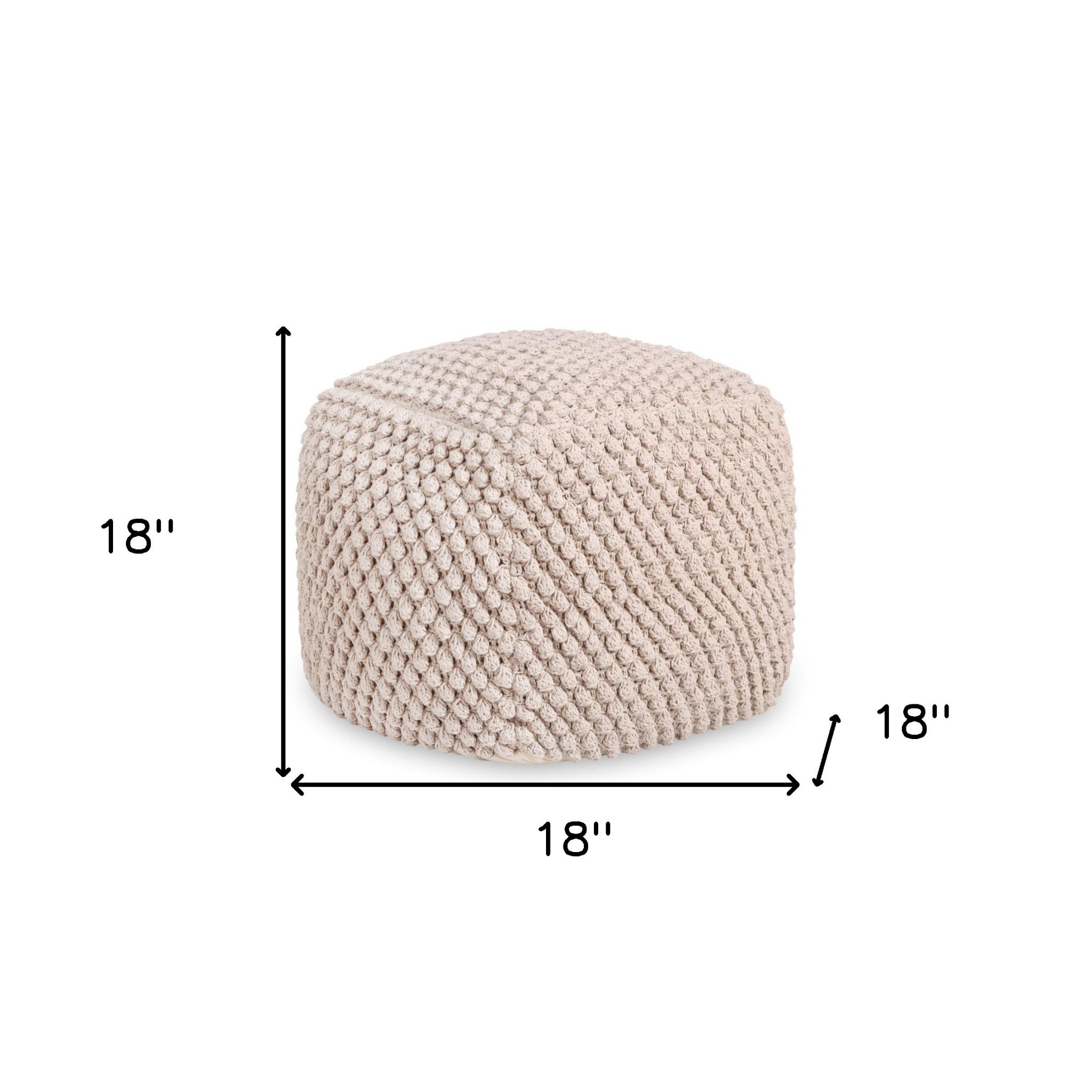 18" Ivory Cotton Blend Cube Ottoman