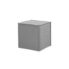 Light Grey 100% Linen Cube Ottoman 18