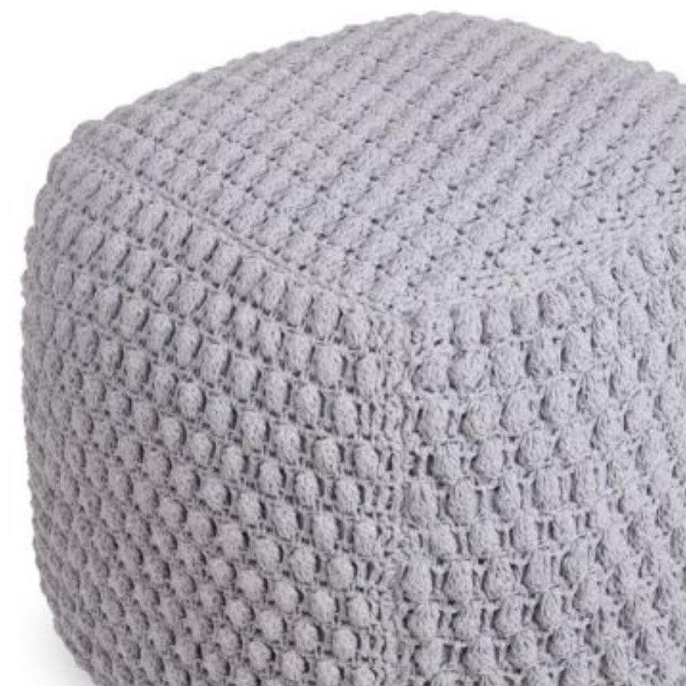 18" Light Grey Cotton Blend Cube Pouf Ottoman