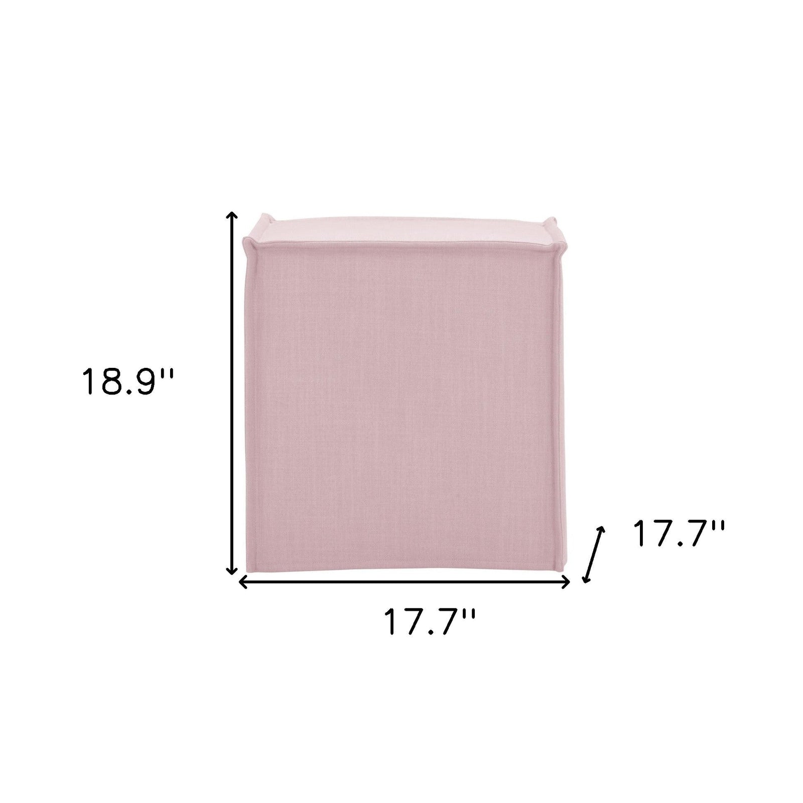 18" Light Pink 100% Linen Cube Ottoman