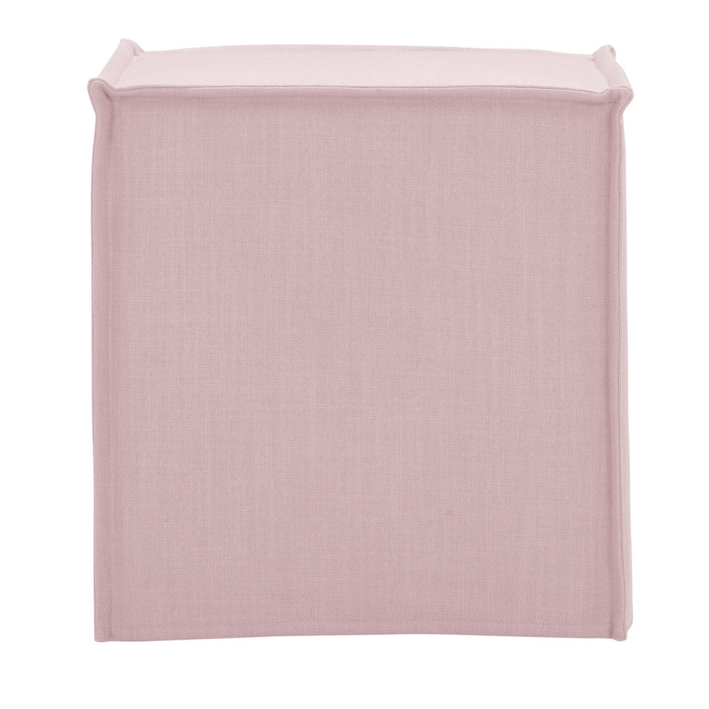 18" Light Pink 100% Linen Cube Ottoman