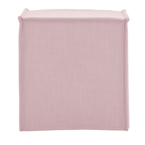 18" Light Pink 100% Linen Cube Ottoman