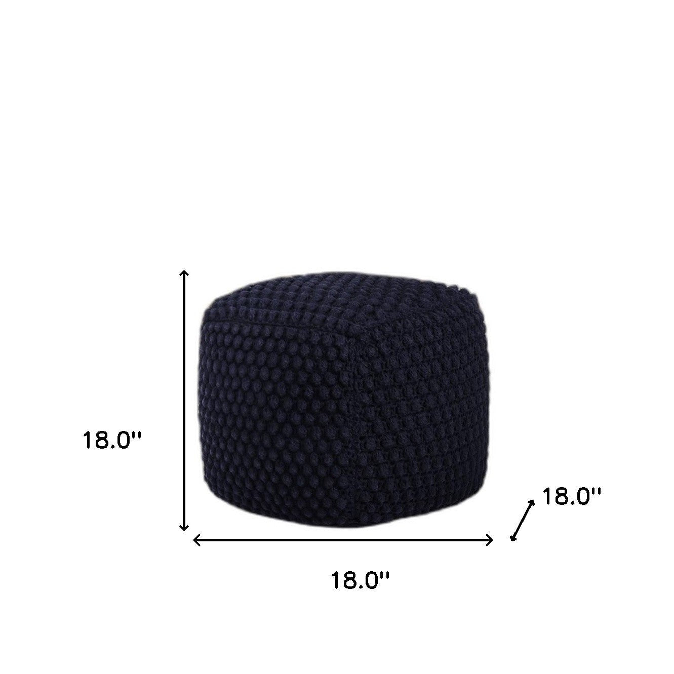 18" Navy Cotton Blend Cube Pouf Ottoman