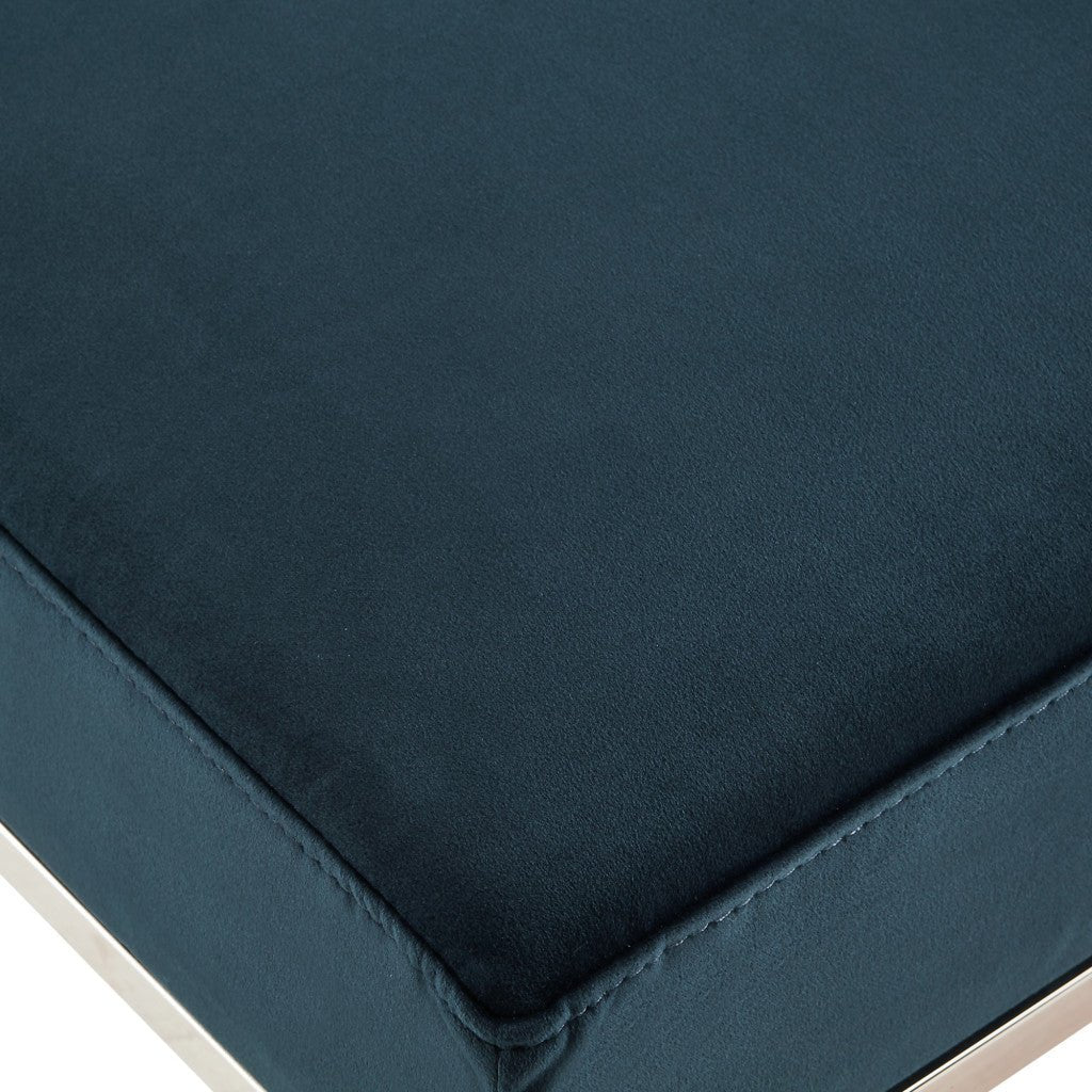 18" Navy Velvet With Silver Ottoman