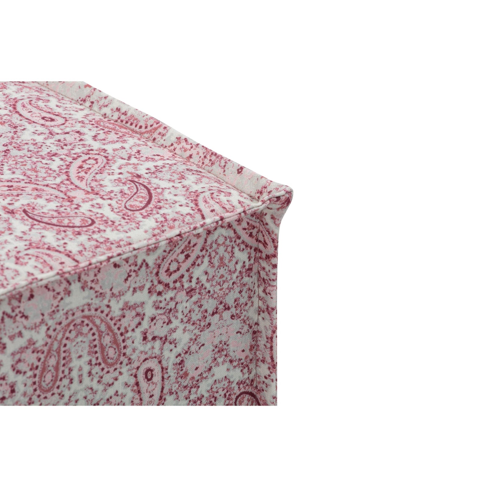 18" Paisley Red 100% Linen Floral Ottoman