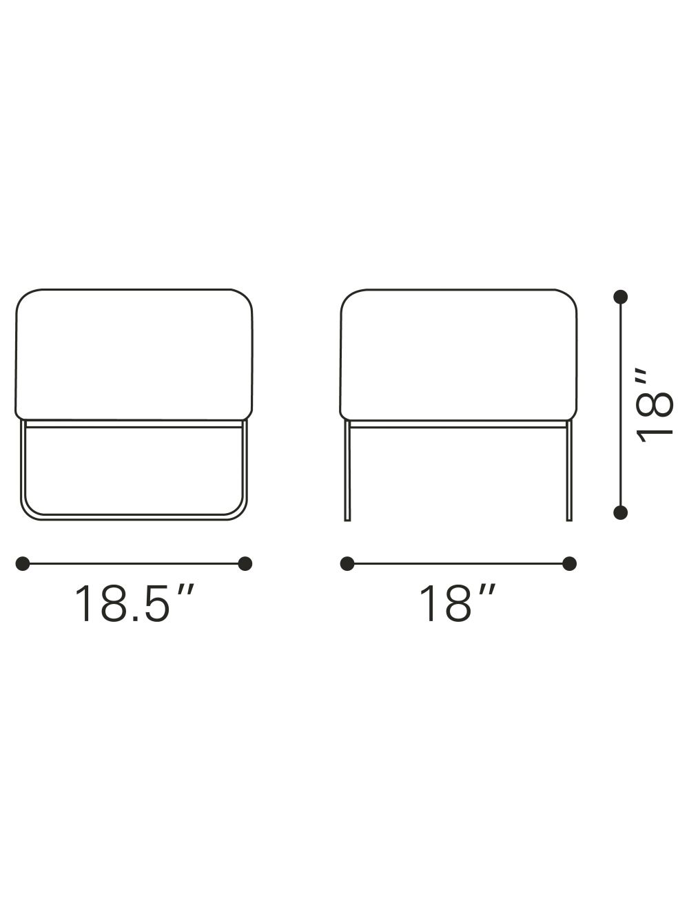 18" Silver Faux Leather Ottoman