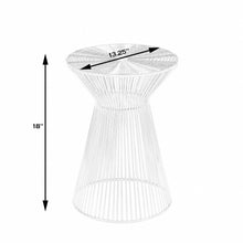 White Cinched Iron Round Top End Table 18