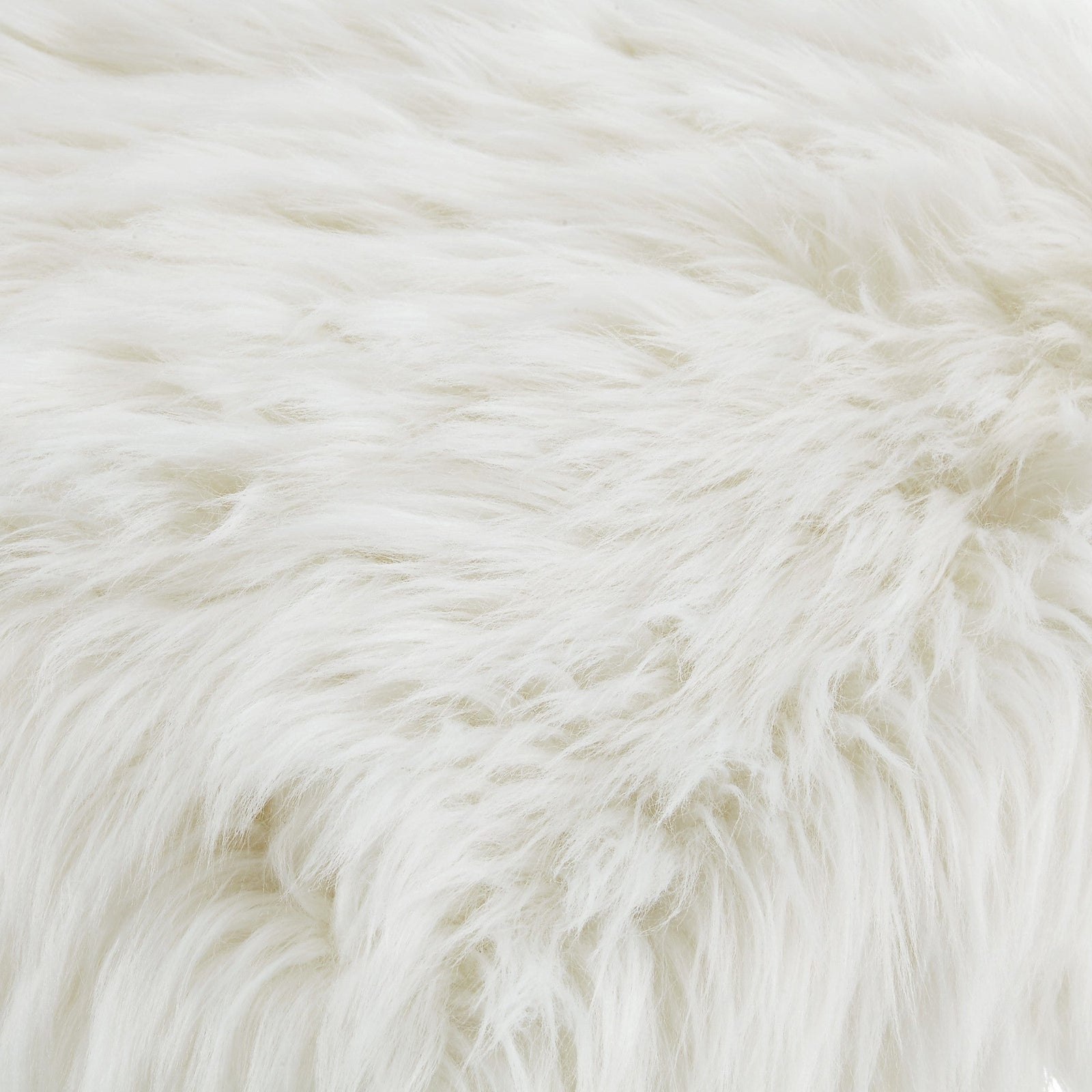 18" White Faux Fur With Brass Ottoman