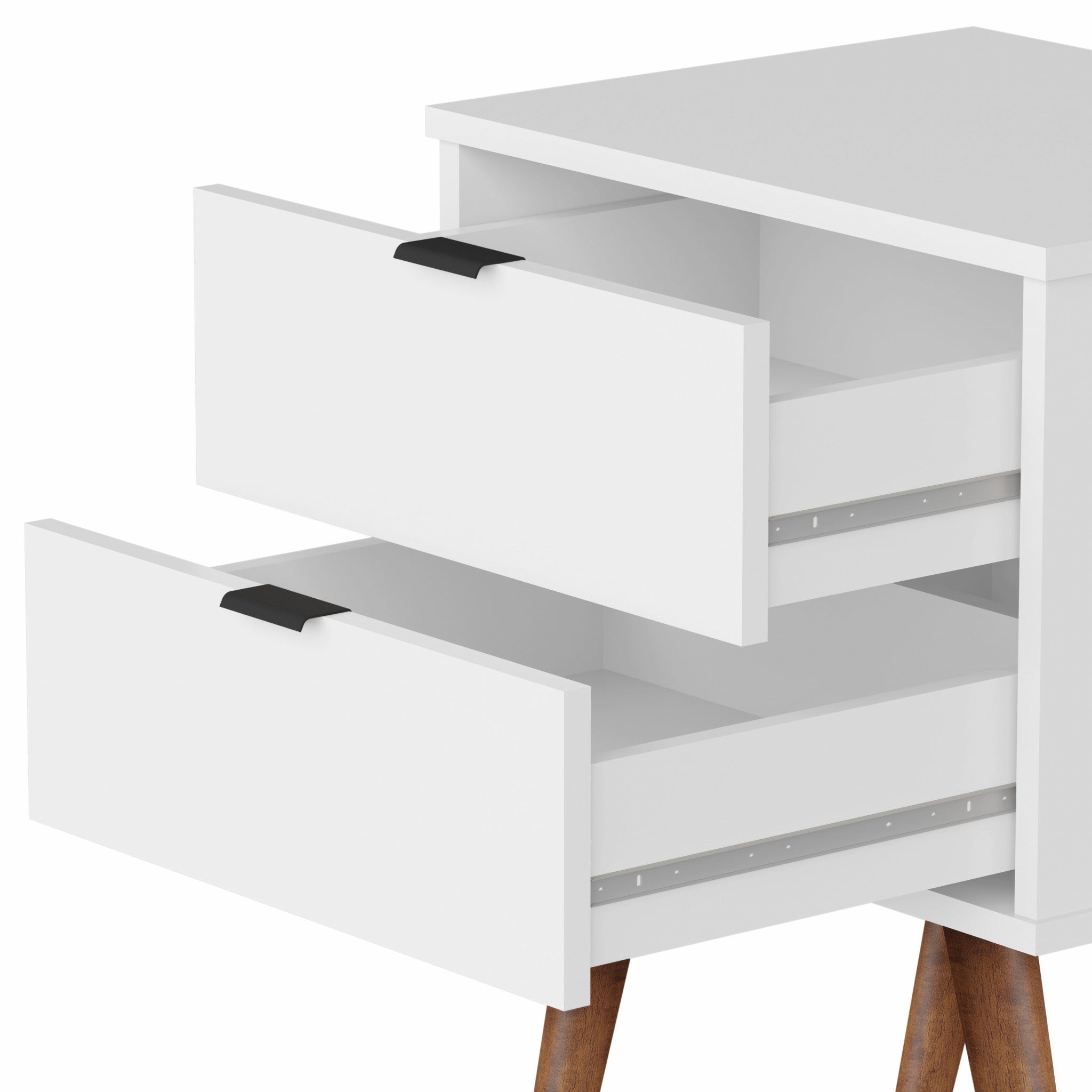 18" White Manufactured Wood Rectangular End Table With Two Drawers