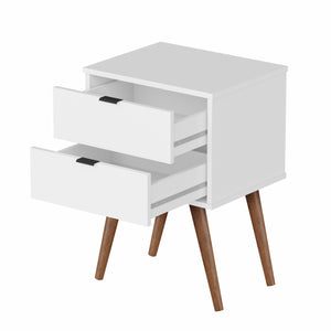 18" White Manufactured Wood Rectangular End Table With Two Drawers