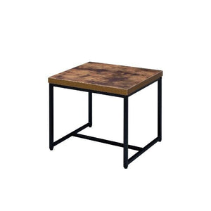 19" Black And Brown Oak Manufactured Wood And Metal End Table